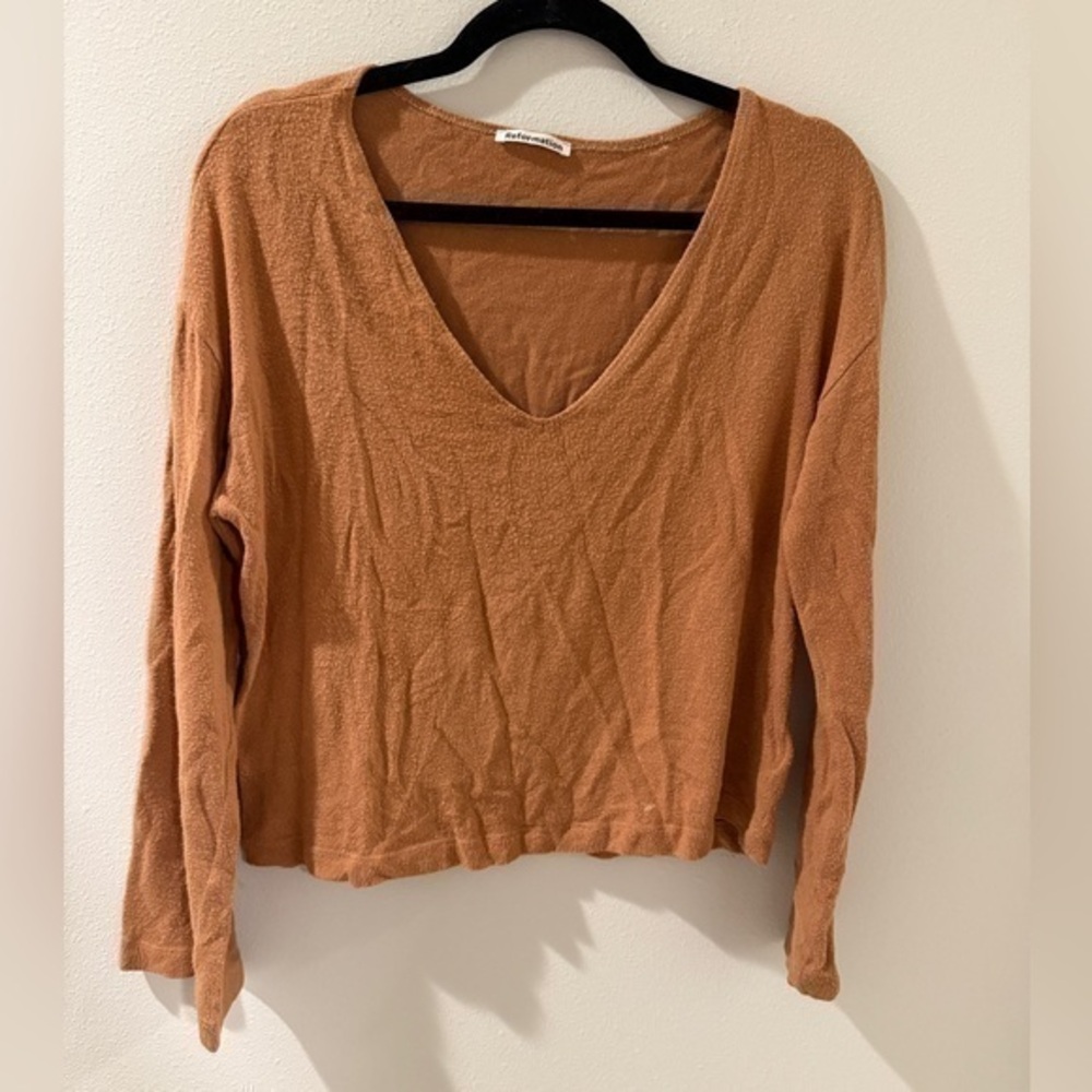 Reformation Extra Small Long‎ Sleeve V Neck Top Brown Knit Casual Everyday